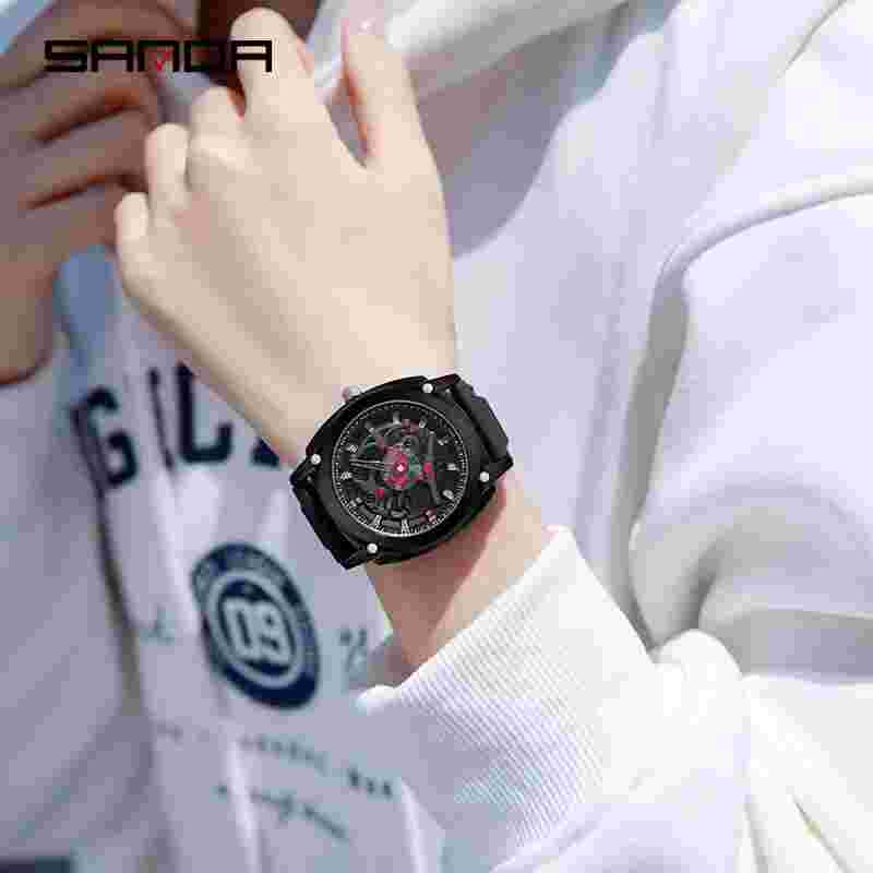 Sanda 3235 New Electronic Quartz Watch Fashionable and Trendy Silicone Cool