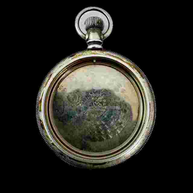 Antique 12 Size Crescent Open Face Pocket Watch Case Silver Plated Guilloche