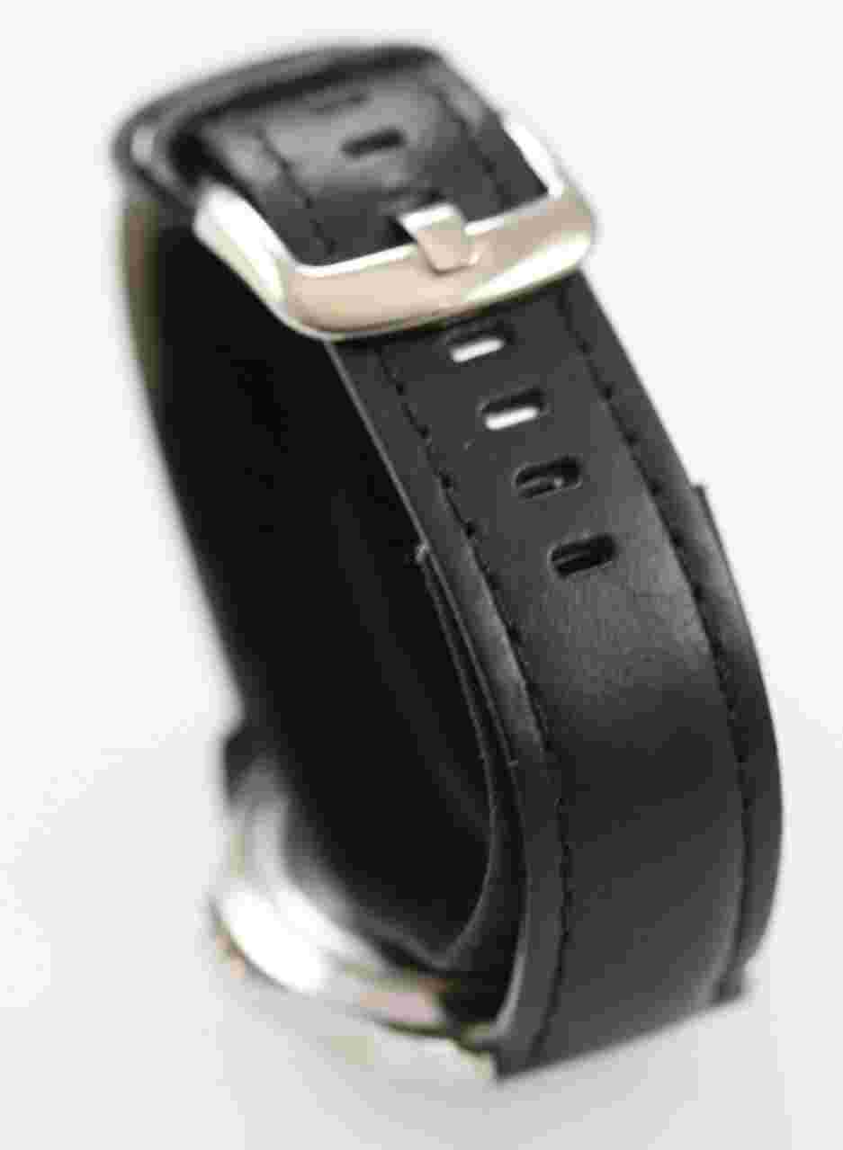 Sierra Club Men Watch Stainless St Black Leather WR Day Date 24hr White Quartz