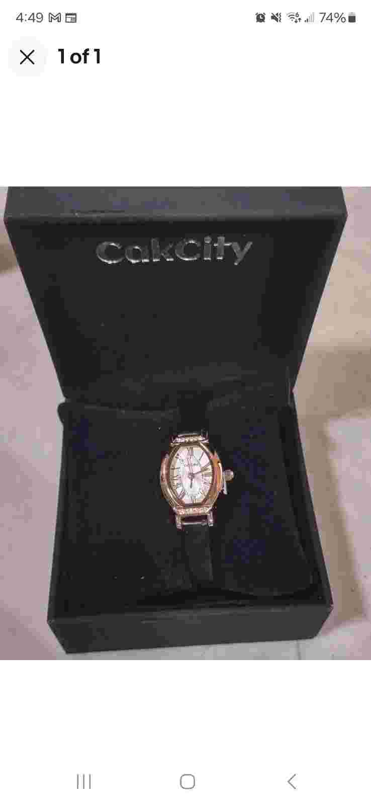 CakCity Women's Dainty Small Oval Leather Strap Watch Ladies Wrist Watch,Black/R