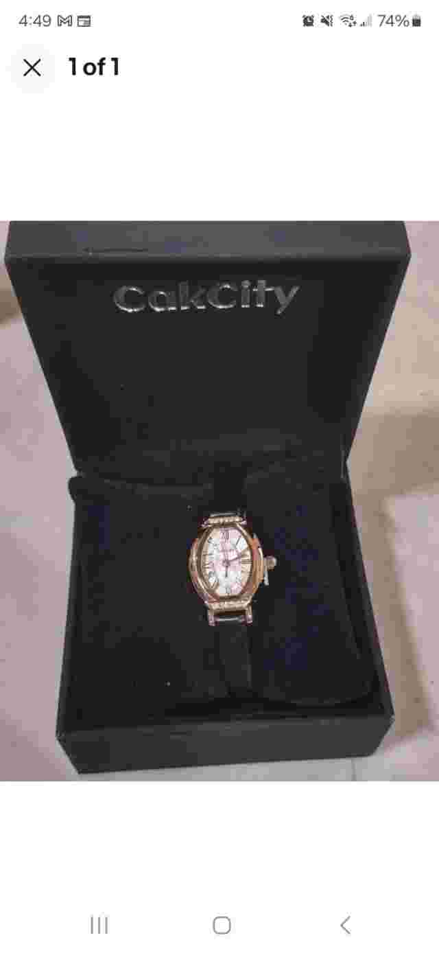 CakCity Women's Dainty Small Oval Leather Strap Watch Ladies Wrist Watch,Black/R
