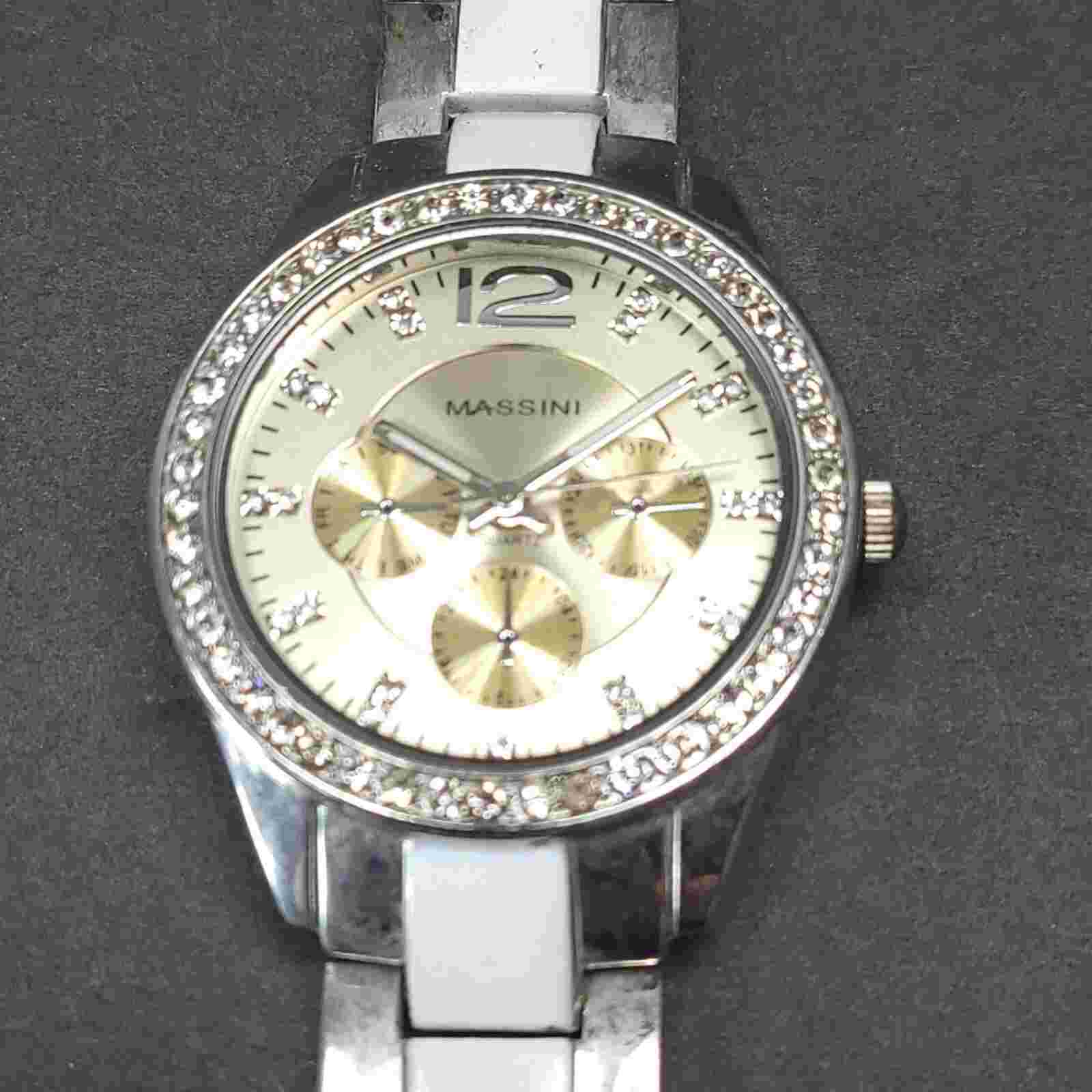Massini Rhinestone Watch Silver Tone Jewelry Accessories