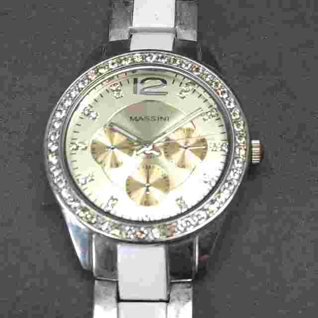 Massini Rhinestone Watch Silver Tone Jewelry Accessories