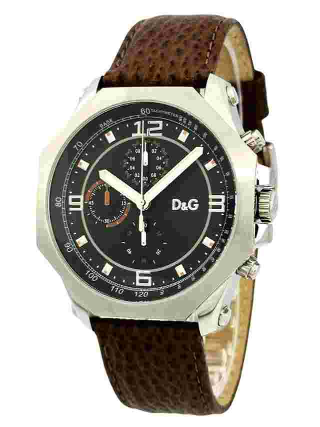 D&G Dolce and Gabbana DW0104  GOOSE octagonal Chronograph Brown Strap Watch