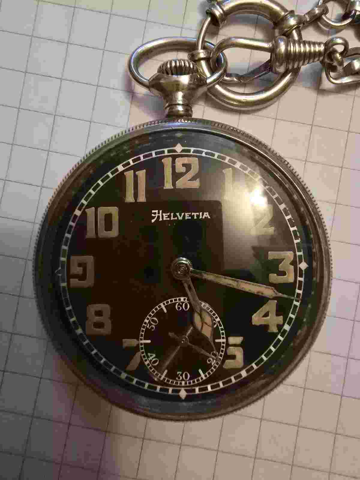 🇨🇭 SWISS MADE POCKET WATCH HELVETIA VINTAGE GERMAN MILITARY WEHRMACHT WWII WW2