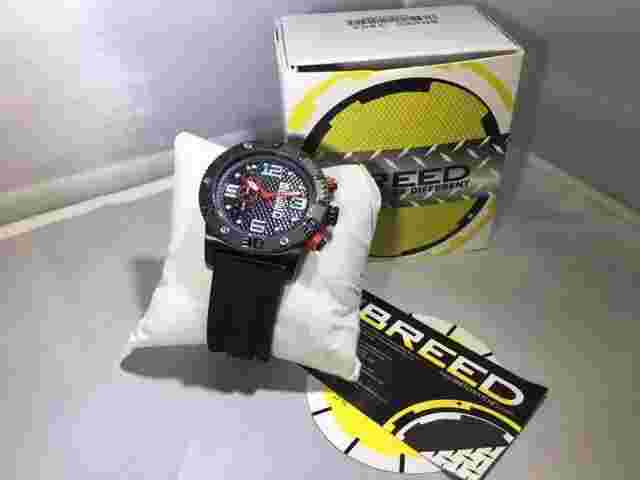 BREED Grand Prix Chronograph Black Dial Black Silicone Men's Watch 3905