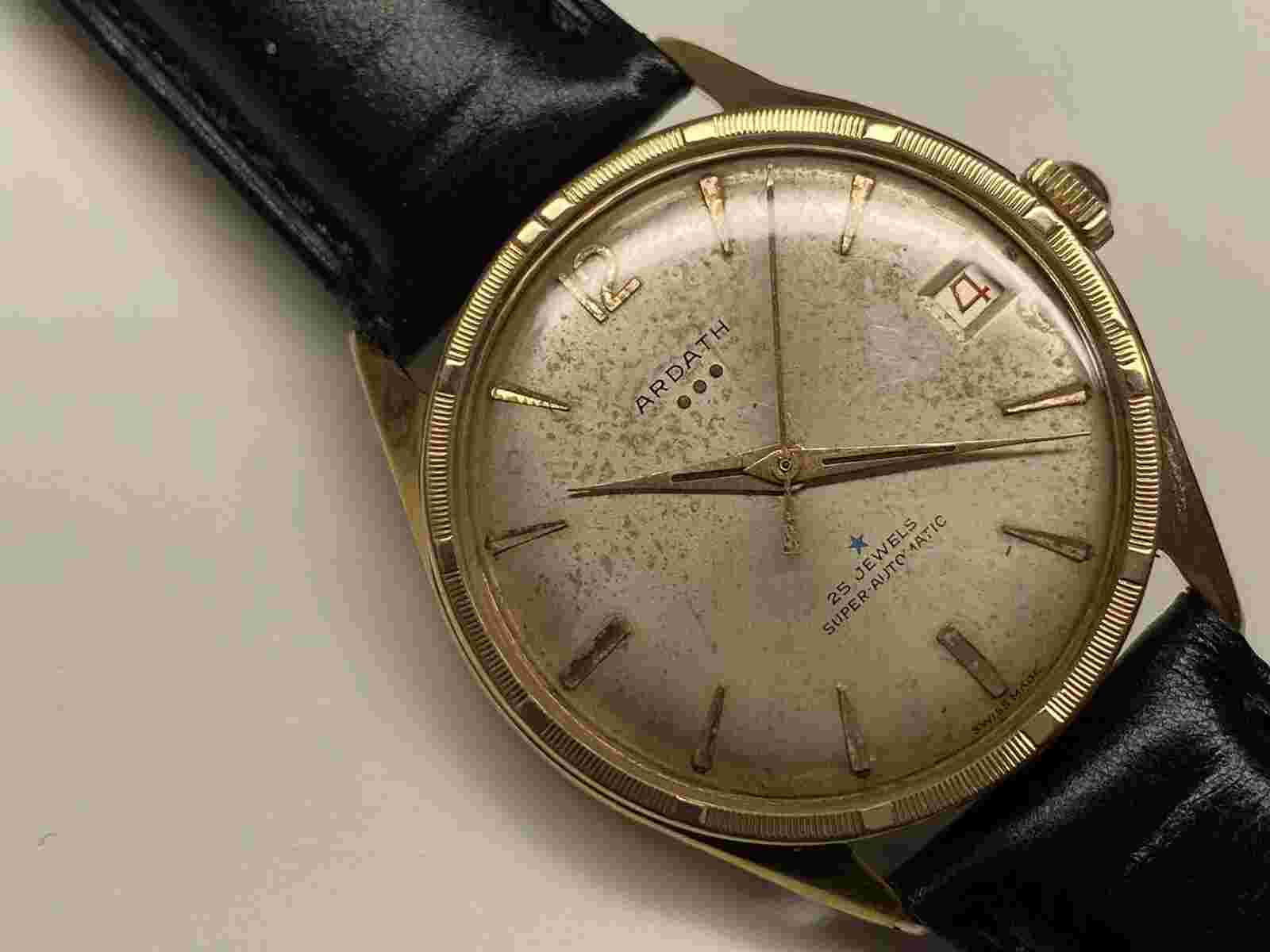 vintage ardath 25 jewels super automatic date swiss made wristwatch