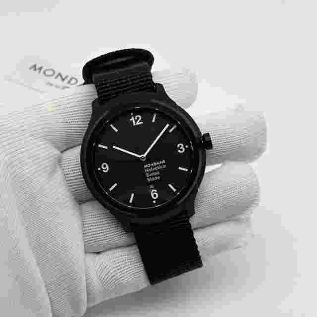 Mondaine Helvetica No1 Bold Steel Black Dial Mens Quartz Watch MH1.B1221.NB