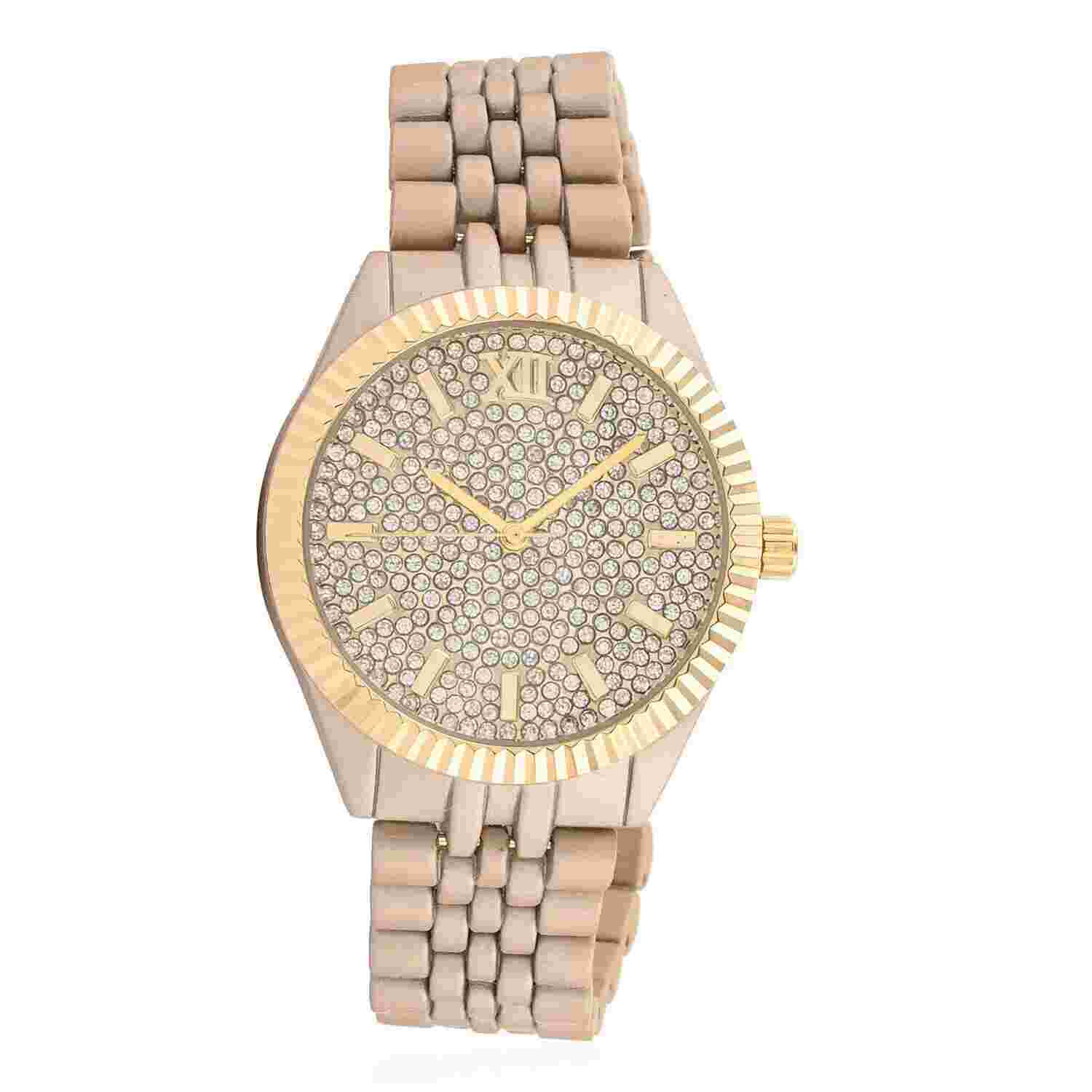 PICARD & CIE Japanese Movement Swarovski Crystal Watch Black Gold 39mm 1427