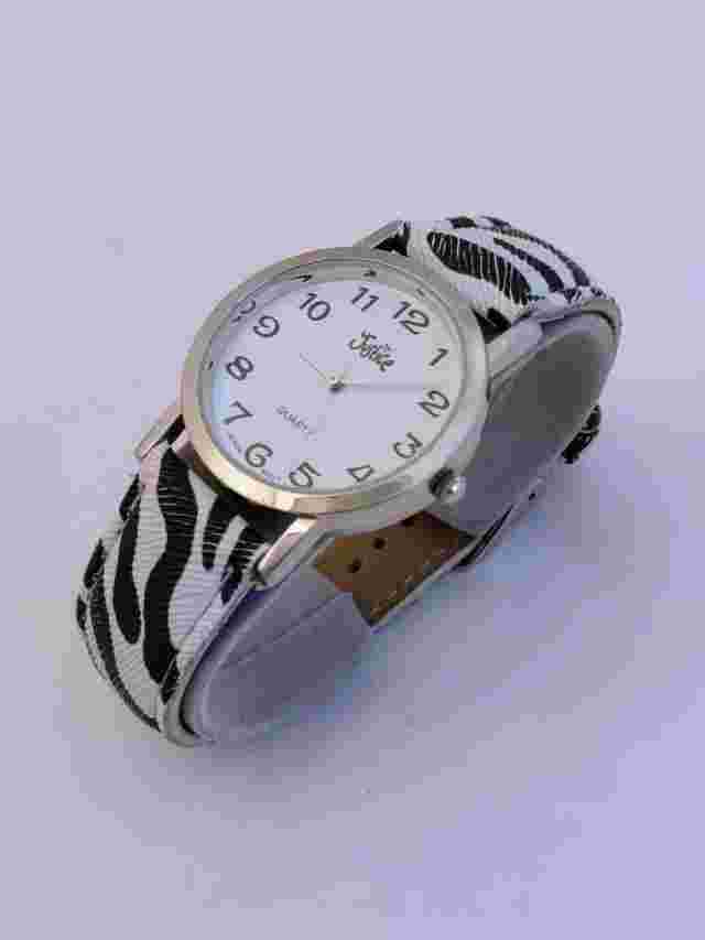 Vintage Justice Zebra Print Vinyl Band Analog Watch 31mm