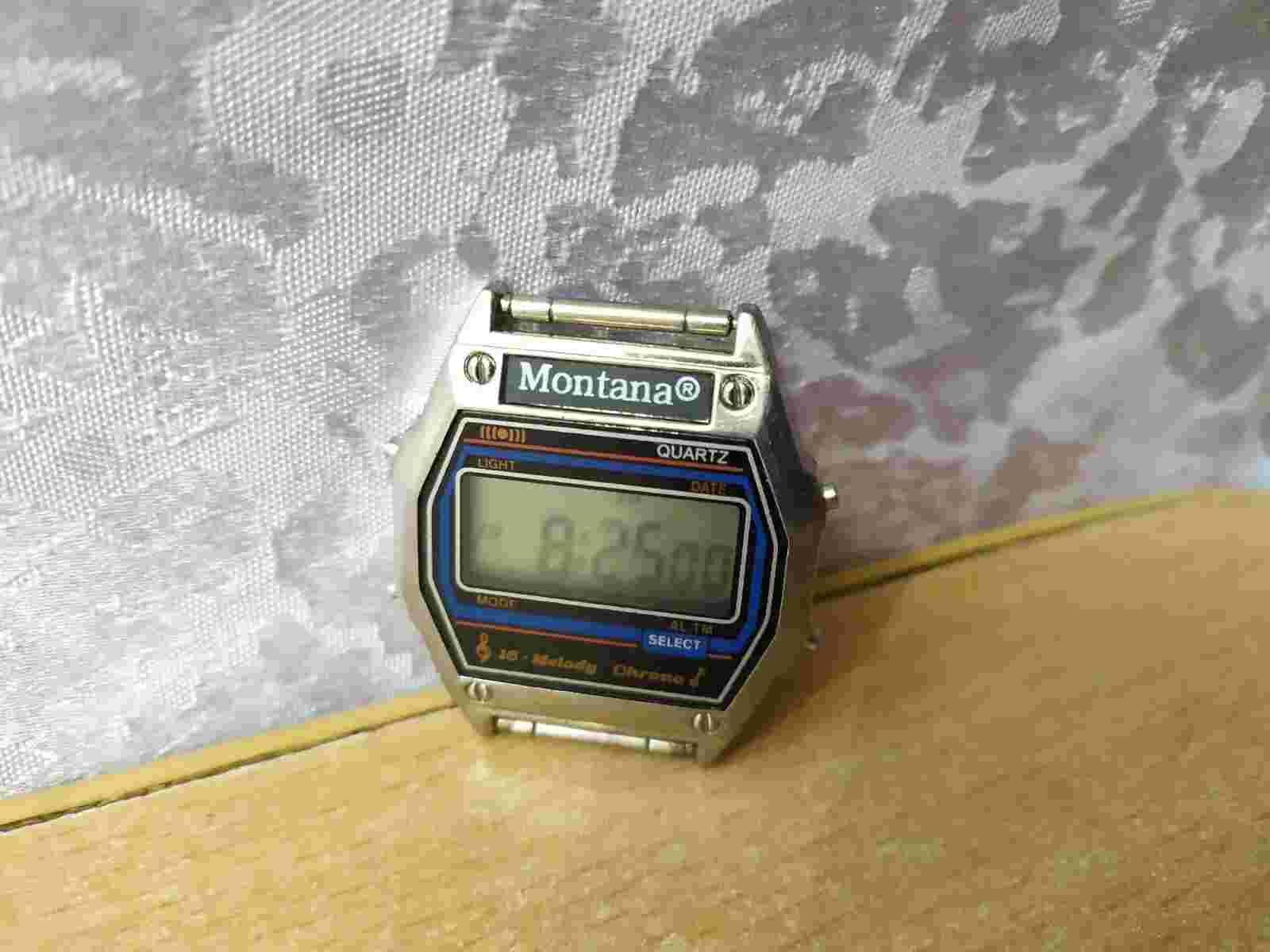 RARE Vintage WATCH retro USA Digital Quartz Montana Chronograph Melody 16
