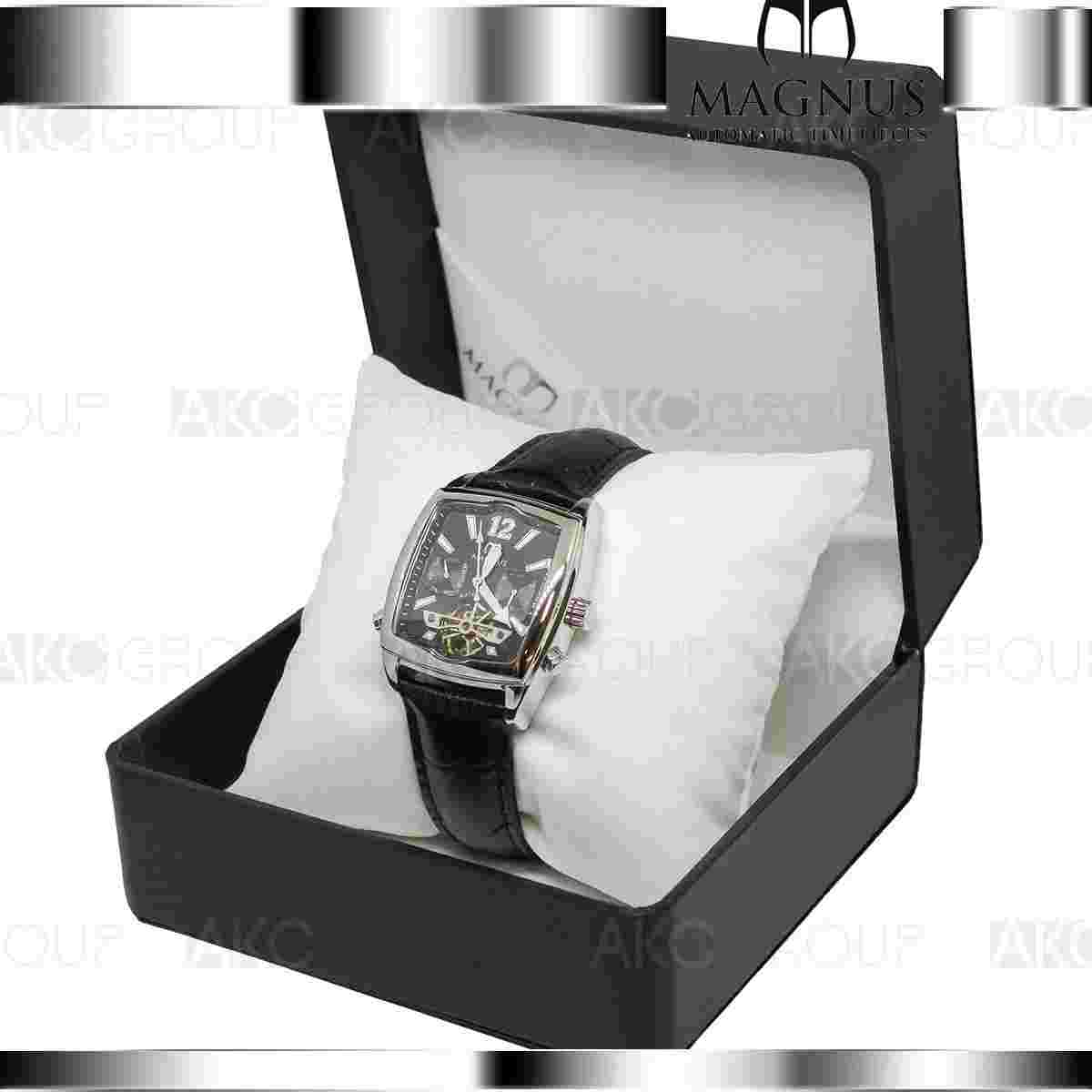 Mens Magnus Halifax Automatic Day Date Black Leather Watch M111MSB02