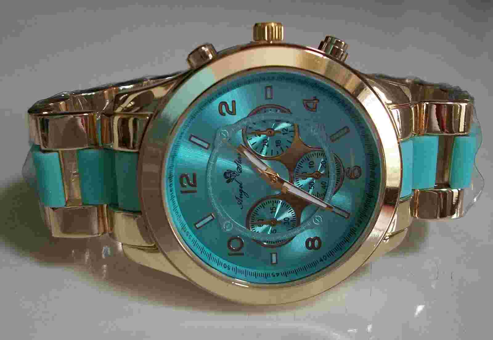 Unisex Gold/Mint finish fashion dressy/casual big dial watch
