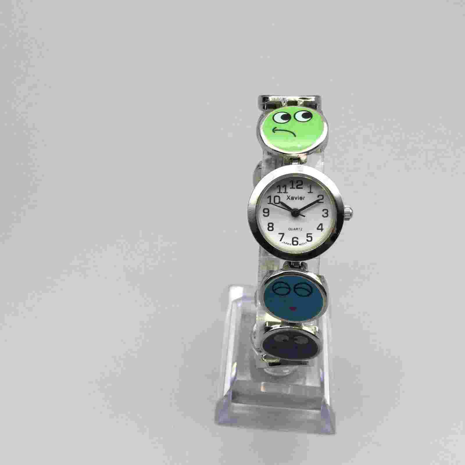 Xavier Watch Women 22mm Silver Tone Emoji Bracelet Band New Battery 7.5"