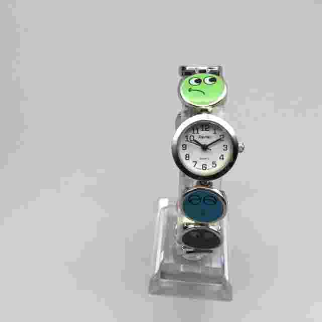 Xavier Watch Women 22mm Silver Tone Emoji Bracelet Band New Battery 7.5"