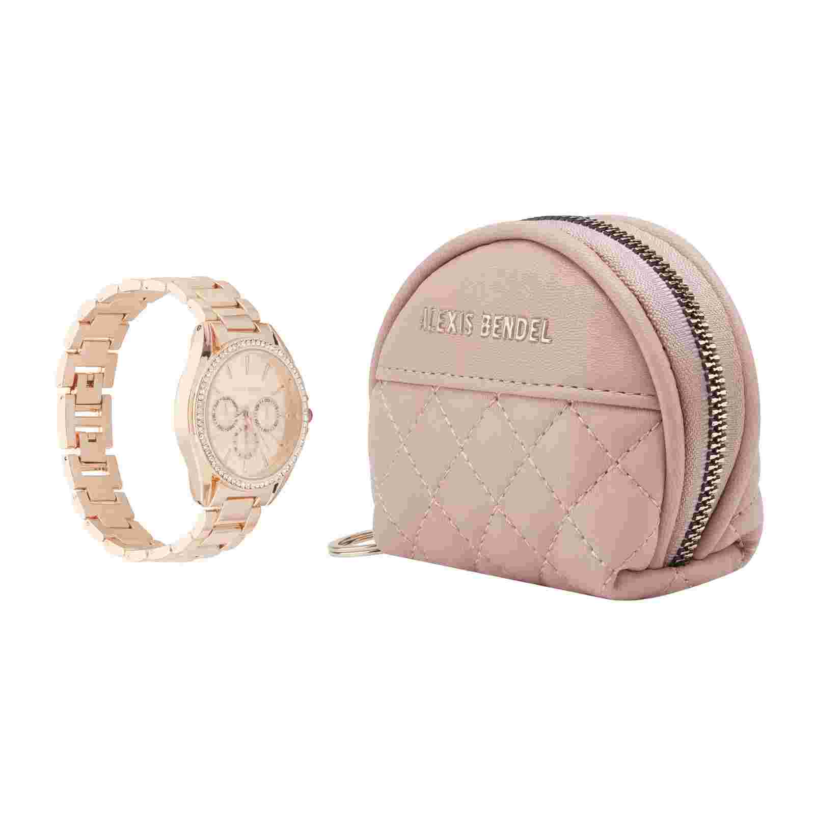 Alexis Bendel Ladies Analog Rosegold Tone Watch 38mm Gift Set