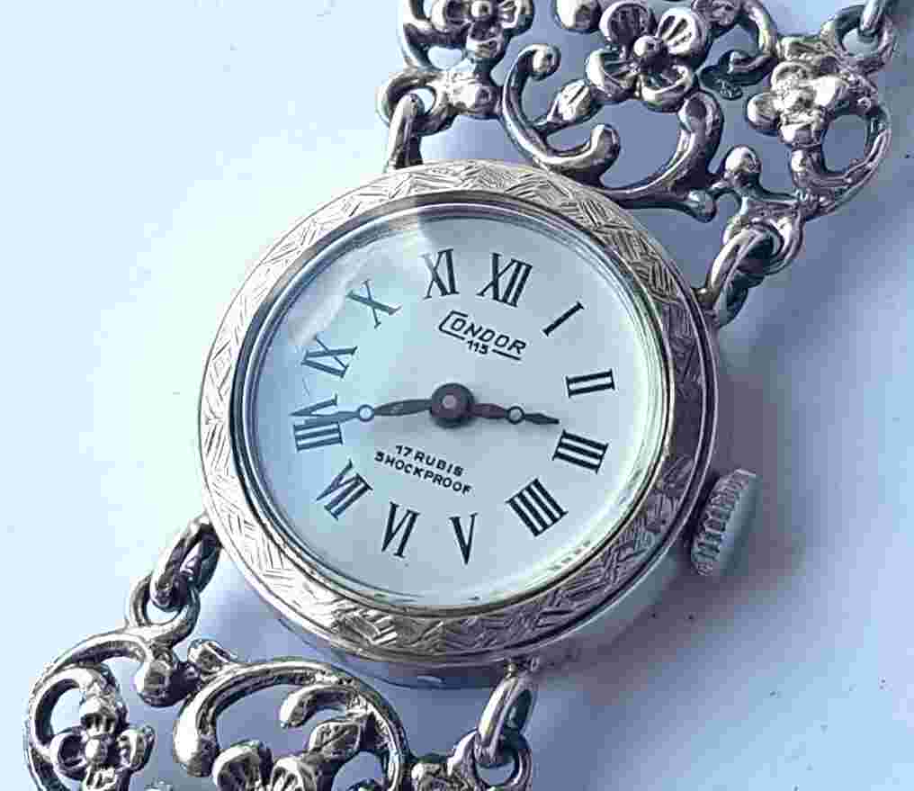 Vintage Watch CONDOR 115 Manual Wind Bracelet 835 SILVER N4