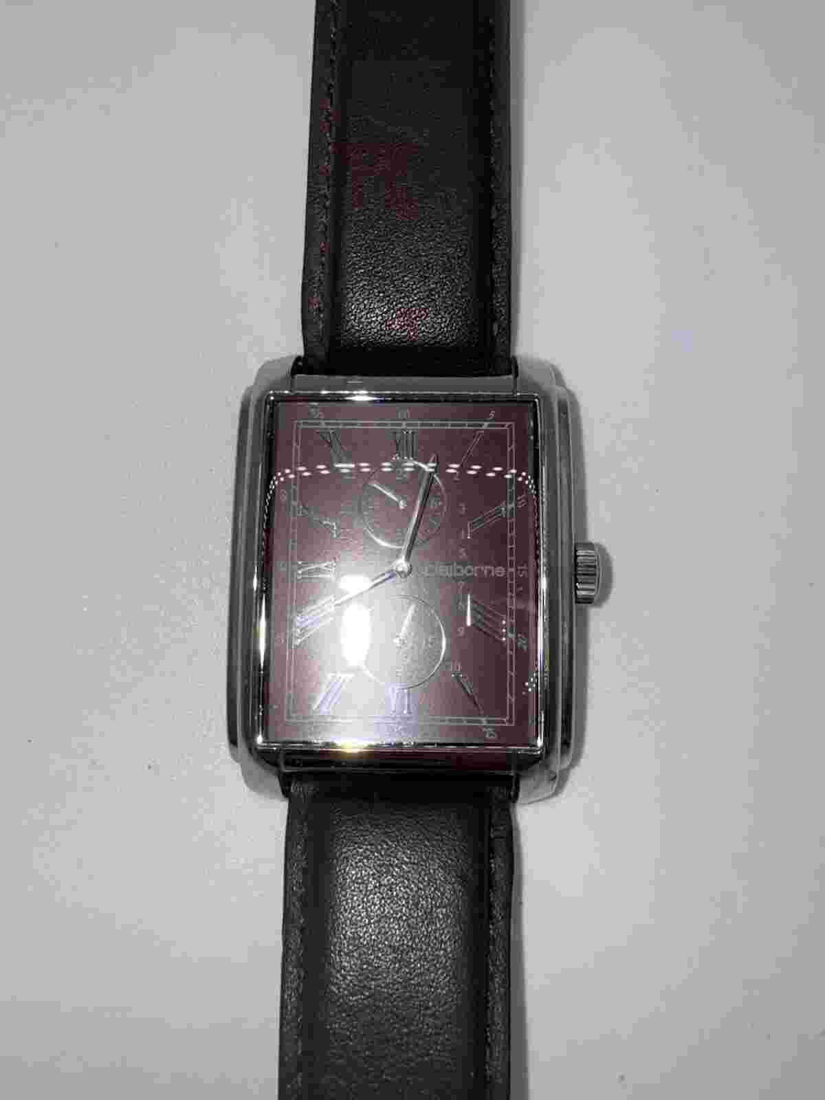 VTG Liz Claiborne Watch Large Dark Brown Wristwatch CLM1102 Analog needs battery