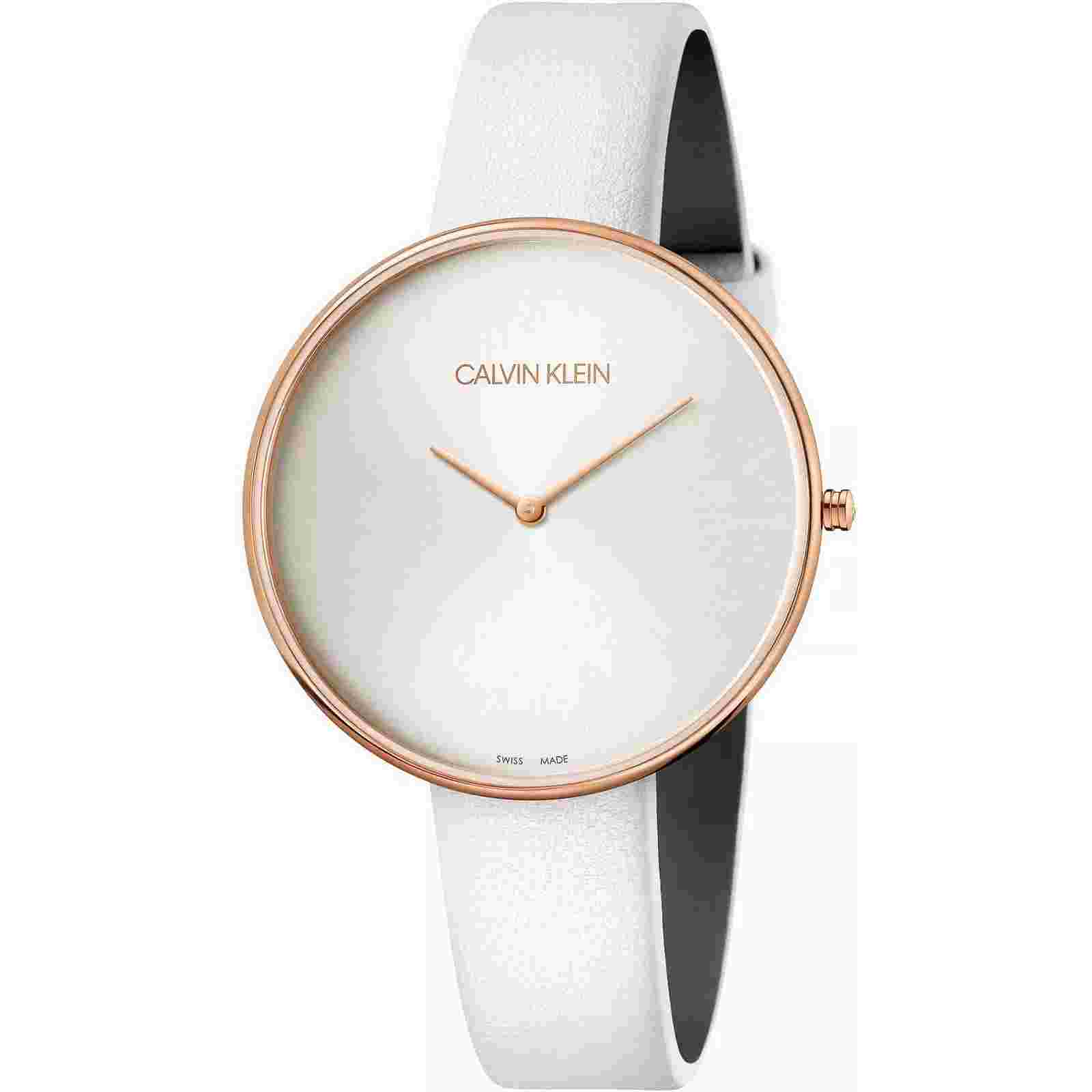 Womens Wristwatch CK CALVIN KLEIN FULL MOON K8Y236L6 Leather White SWISS MADE