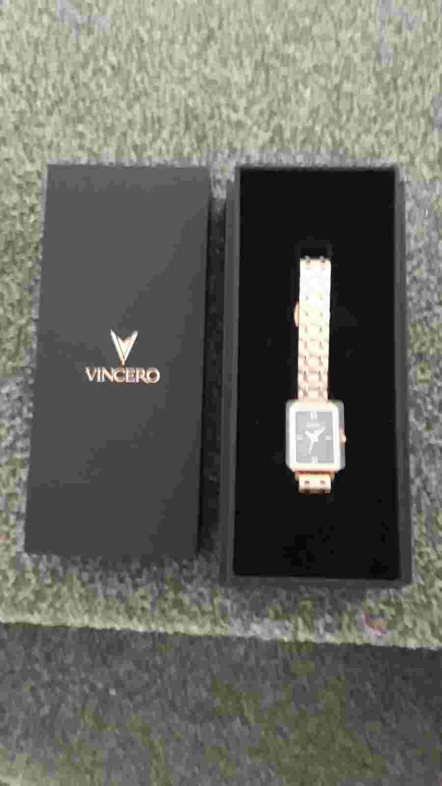 VINCERO WOMENS AVA QUARTZ BLUE DIAL WATCH ROSE GOLD