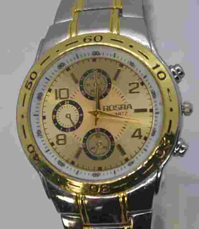 Rosra Two Tone Quartz Chronograph watch ''NEW''  runs great ''30 DAY GUARANTEE''