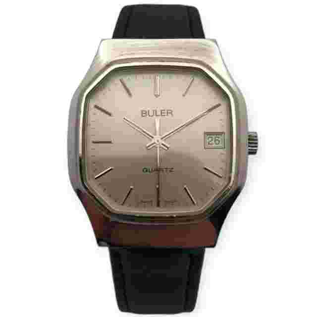 Buler 33mm 1980s Cal Quartz Ronda 375 Swiss Lebrocantheure Montre Vintage Watch