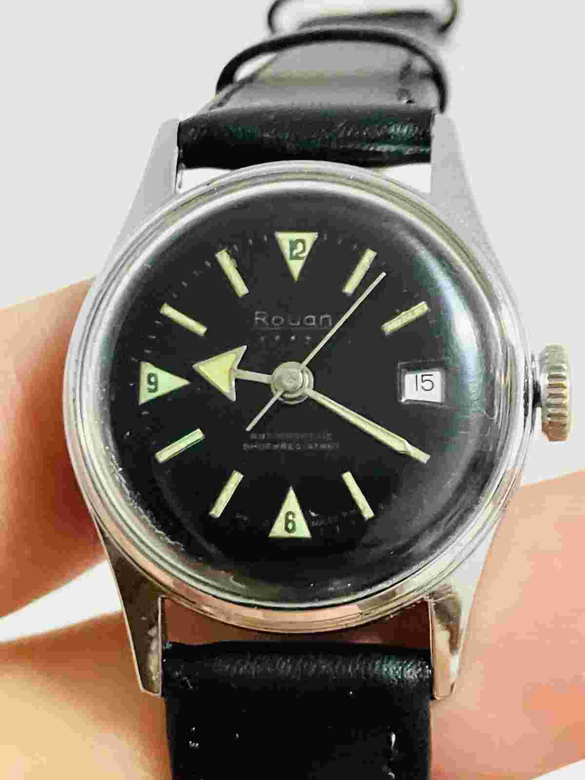 Rouan watch date women’s style vintage working Swiss made size 28 mm