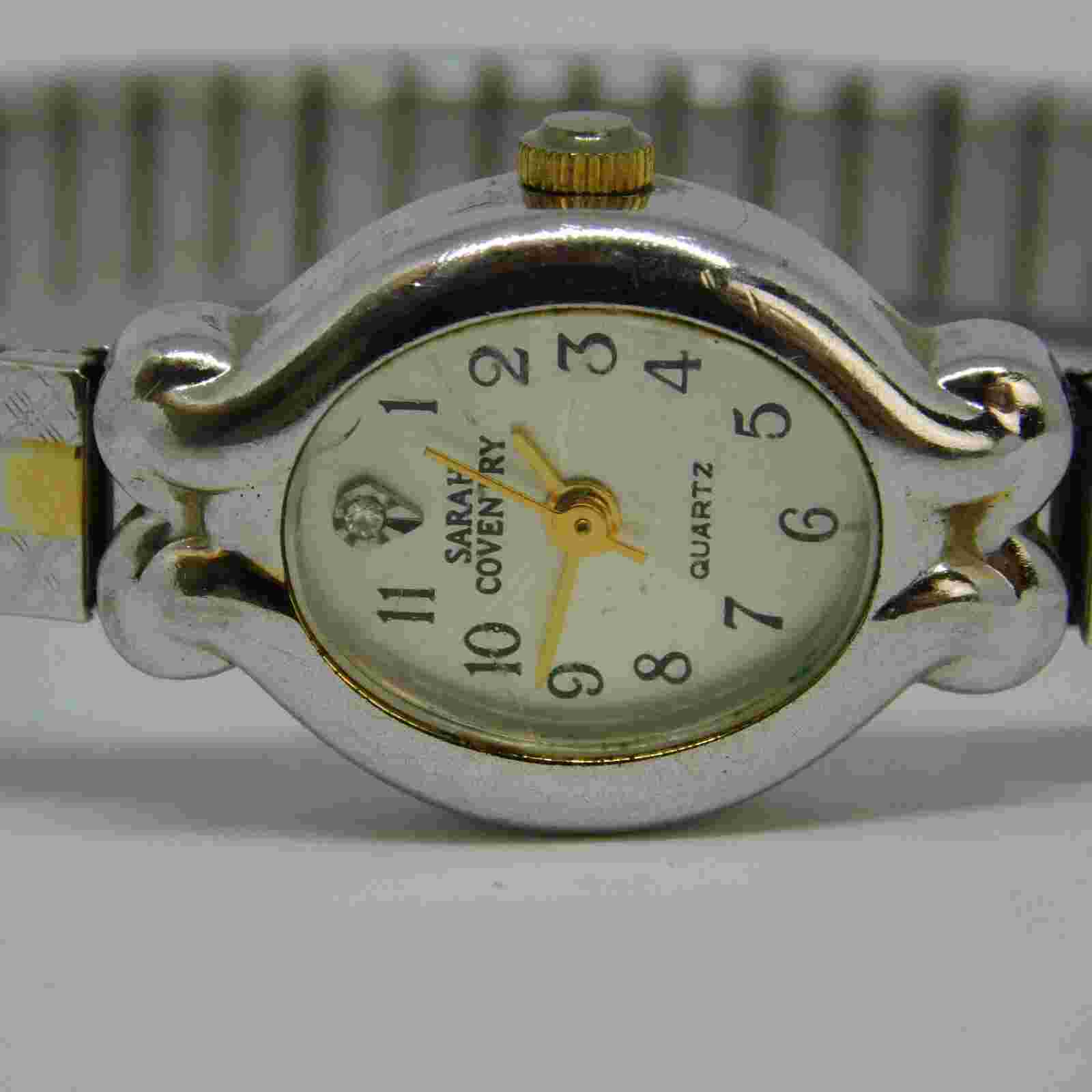Sarah Coventry LSC374 Two Tone Quartz Women's Watch Sz. 5 3/4" New Battery