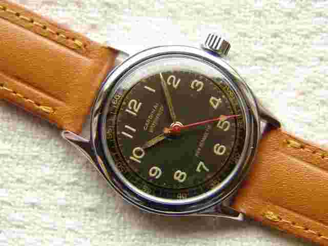 MEN'S WWII ERA CARDINAL Wenger W.Co GOOD CONDITION MILITARY STYLE WRIST WATCH