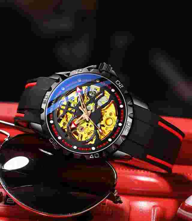 Fashion Men's Transparent Skeleton Dial Self-wind Mechanical Watch