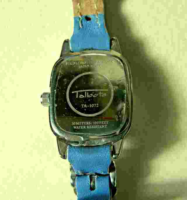 Talbots Women's Quartz Wristwatch Buckled Dial Blue Leather Band TA-1072