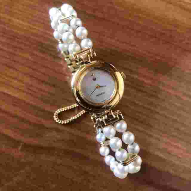MIKIMOTO Japan Pearl Bracelet Watch Women's Quartz Analog Round Work in progres