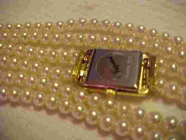 Ladies Faux Pearl &  Quartz Movement Bracelet Watch BY TRIUMPH