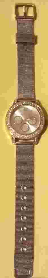 BeBe Silver Tone Dial Crystal Accent Round Case Mesh Stainless Steel Band Works