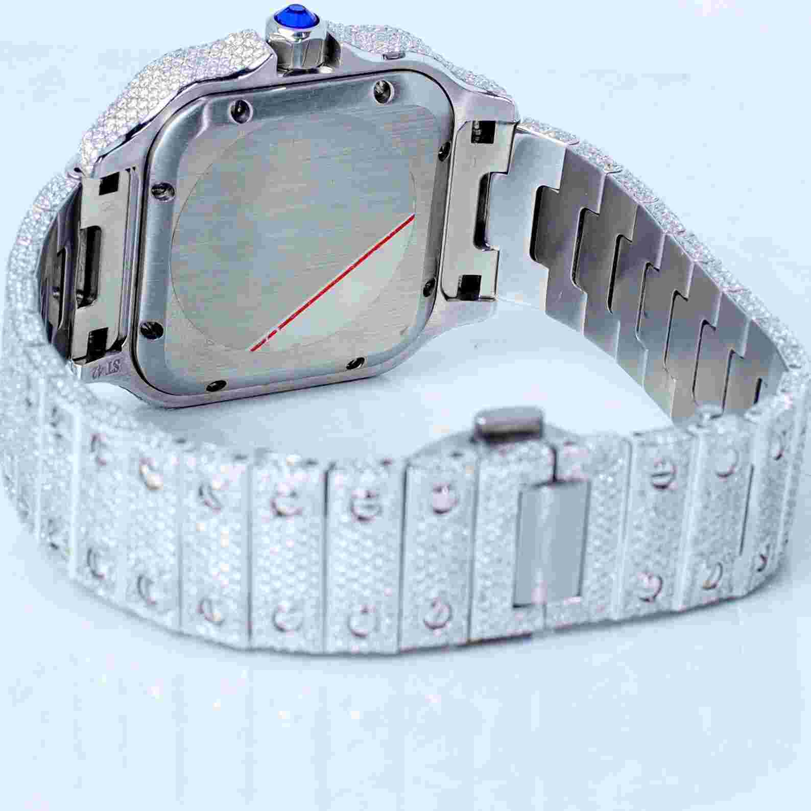 Roman Dial Automatic Movement Fully Iced out Hip Hop Moissanite Diamond Watch
