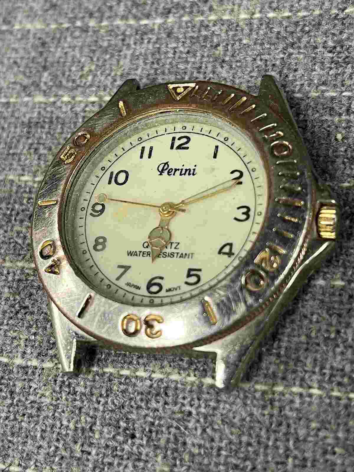 Perini Metal Case Gold Plated Quartz Watch Unisex Unique REPAIR