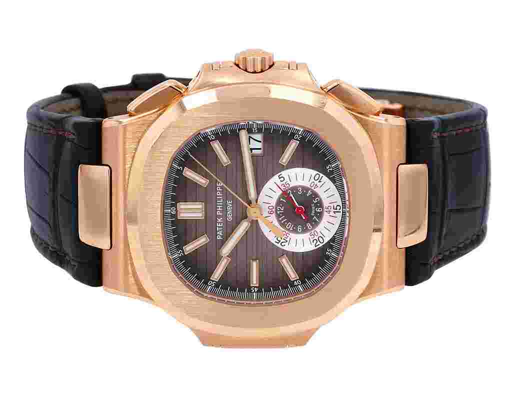 Patek Philippe Nautilus 5980R-001 40MM Rose Gold With Leather Strap