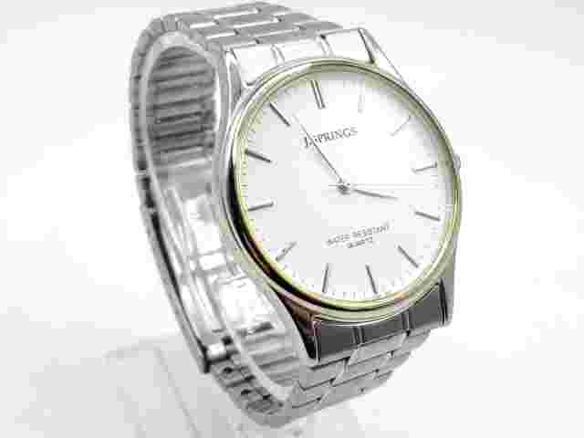 J-springs Watch Mens New Battery White Dial Stainless Steel Band 36mm