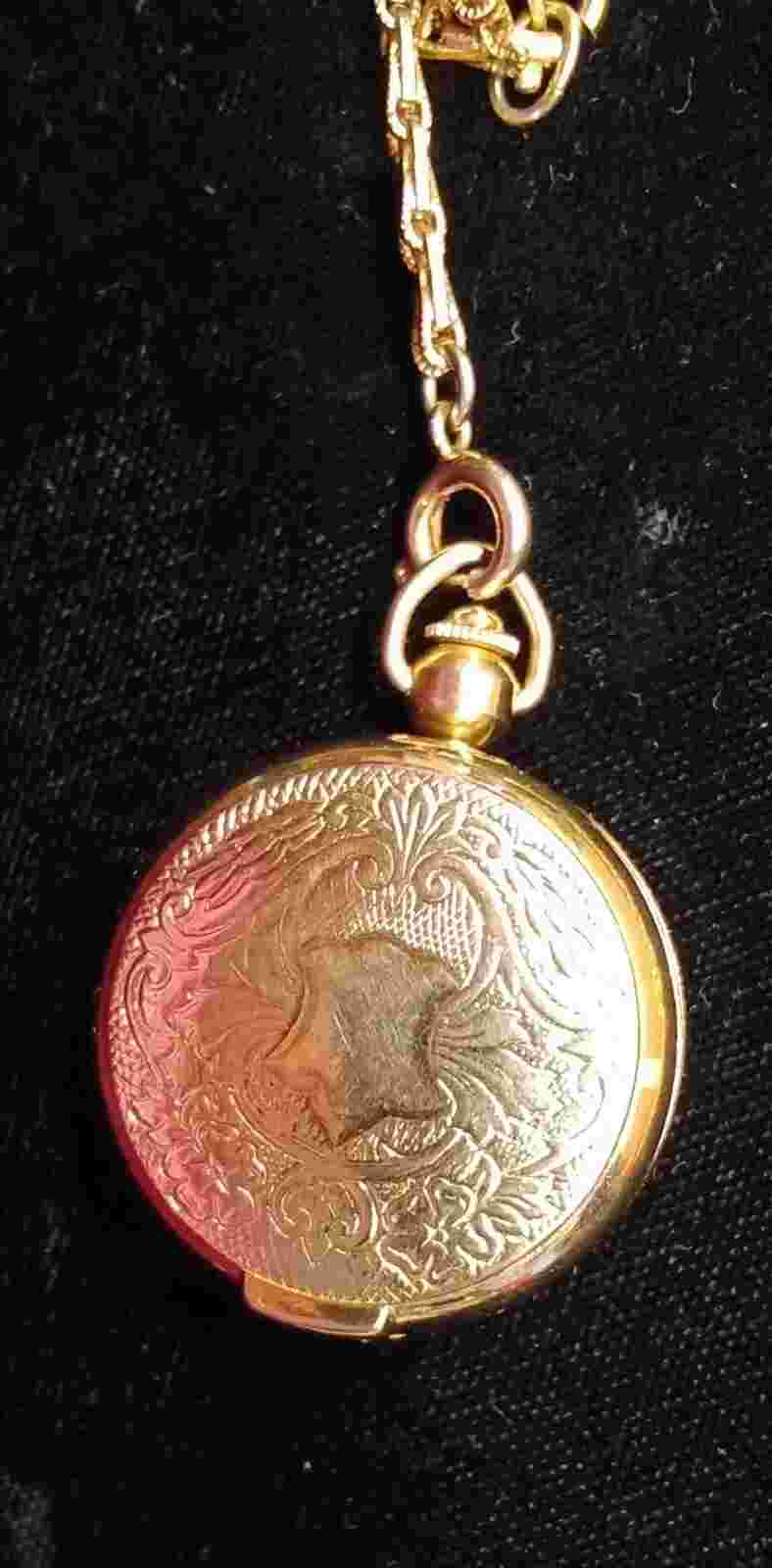 Vantage Goldtone Pendant Necklace Watch