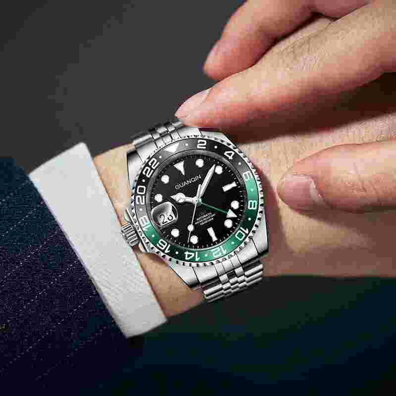 Guanqin Brand Men's Mechanical Watch Luminous Waterproof 41mm Business Watch