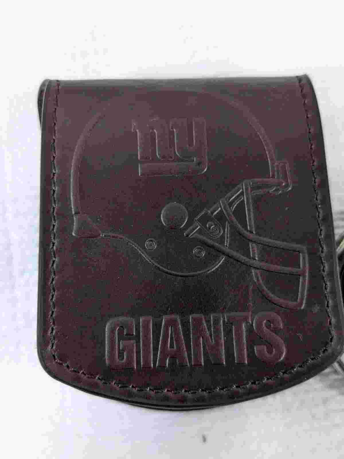 Danbury Mint NFL New York Giants Pocket Watch in Leather Case Belt Pouch