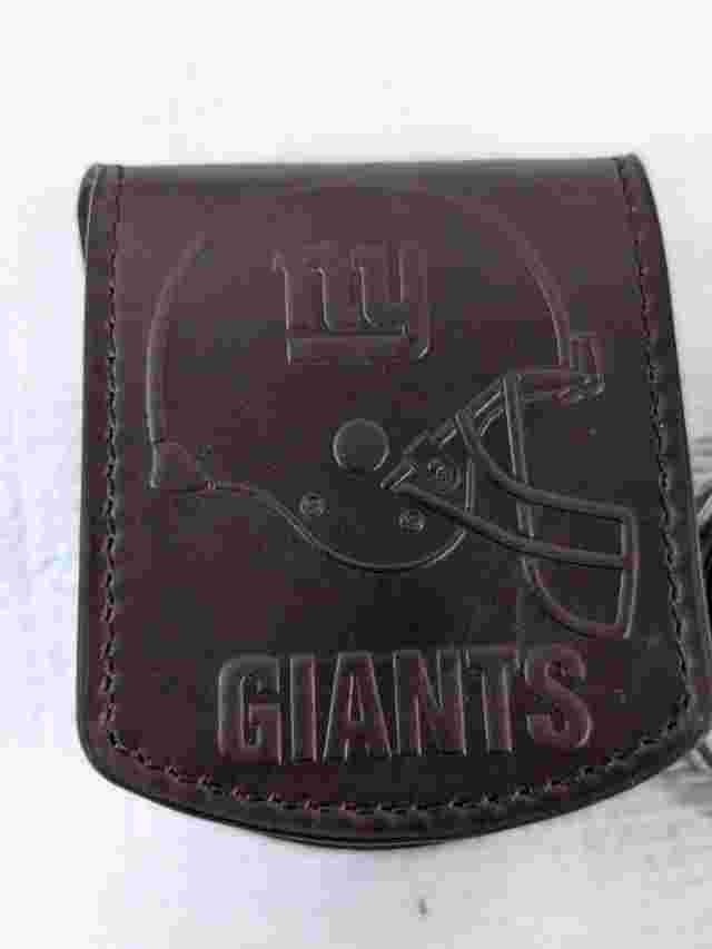 Danbury Mint NFL New York Giants Pocket Watch in Leather Case Belt Pouch