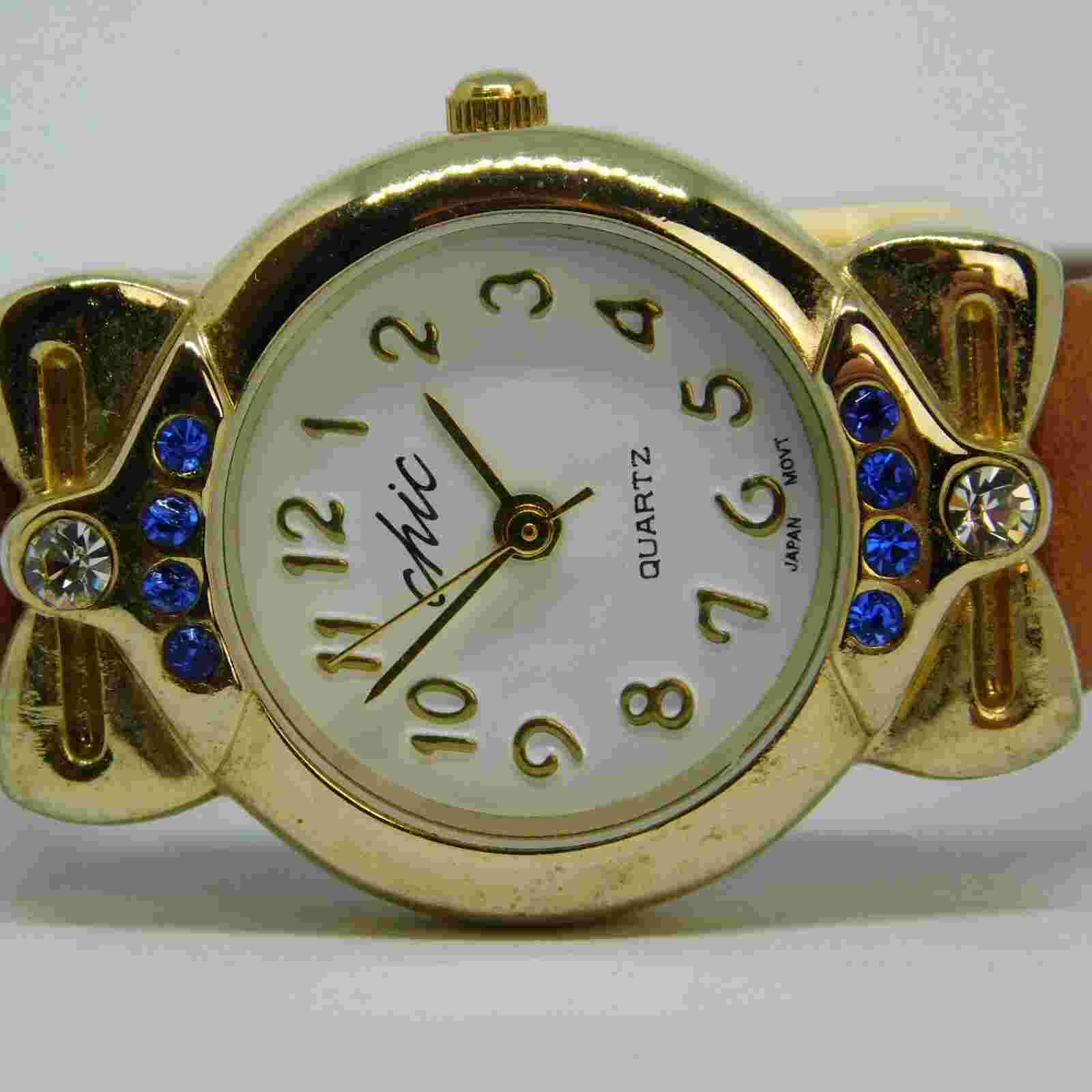 chic Genuine Leather Quartz Analog Women's Watch New Battery