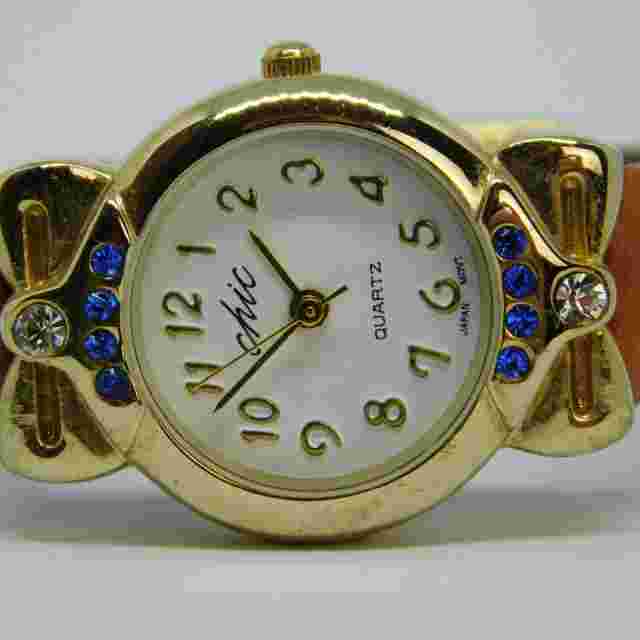 chic Genuine Leather Quartz Analog Women's Watch New Battery