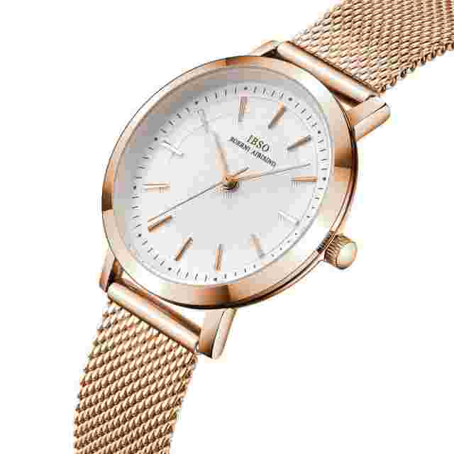 IBSO BOERNI AIBISINO Women Stainless Steel Band Watches Ladies Quartz Wristwa...