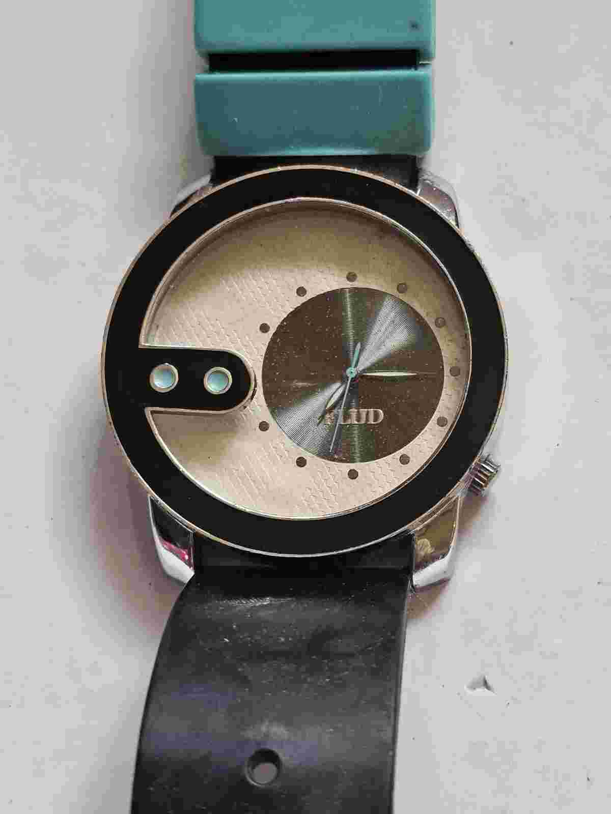 FLUD Unique Dial Men's Watch Teal Band Large Face Untested Condition 4 Parts C8