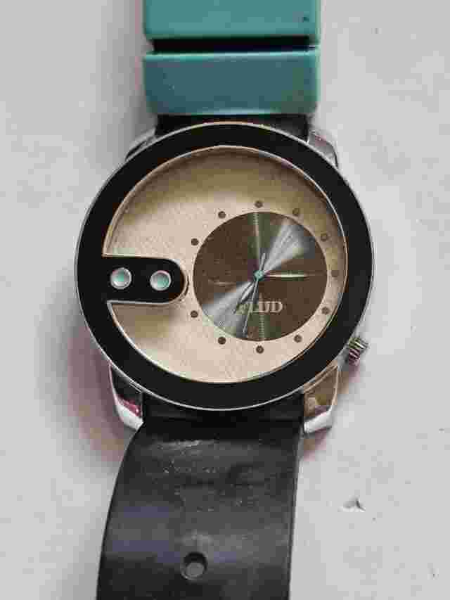FLUD Unique Dial Men's Watch Teal Band Large Face Untested Condition 4 Parts C8