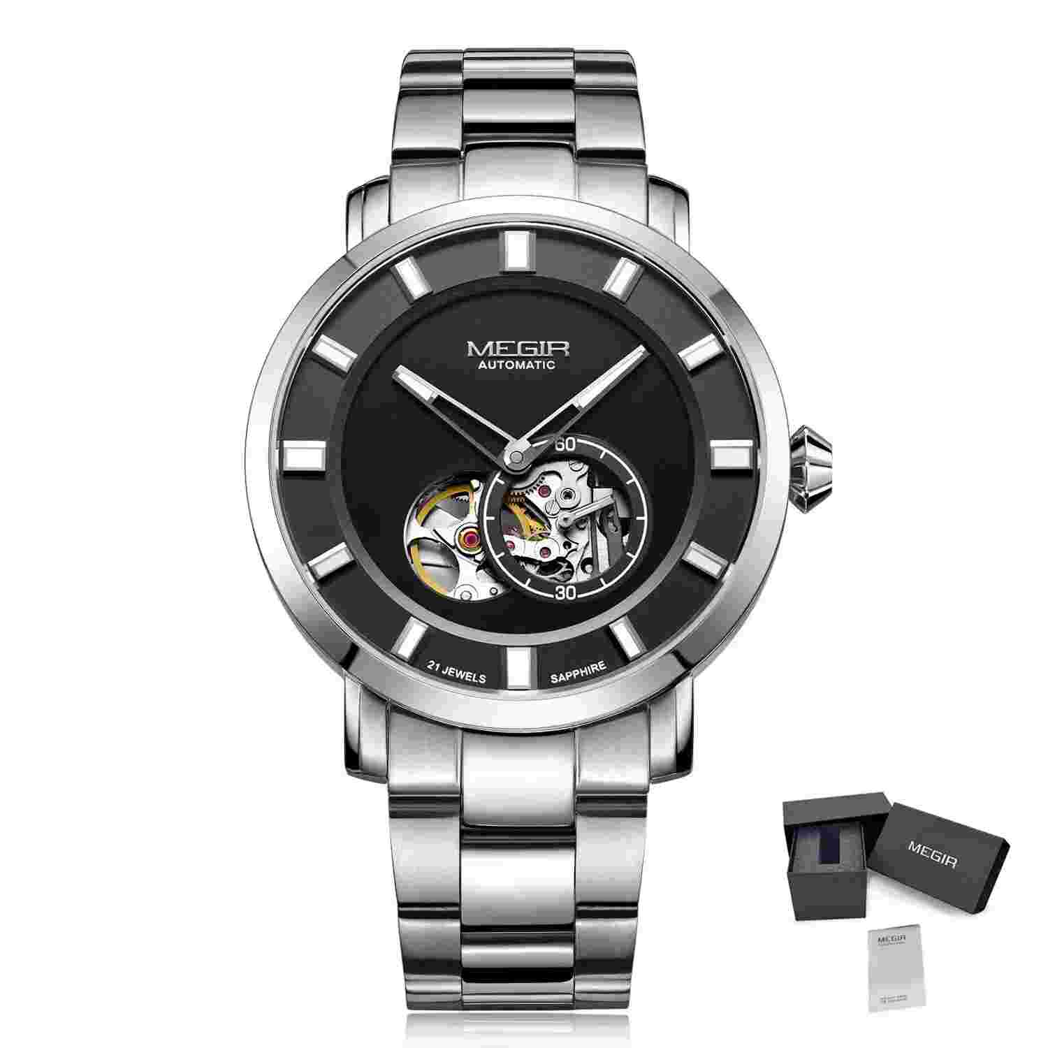 Men Watch Hollow Out Automatic Mechanical Stainless Steel Wristwatch Waterproo