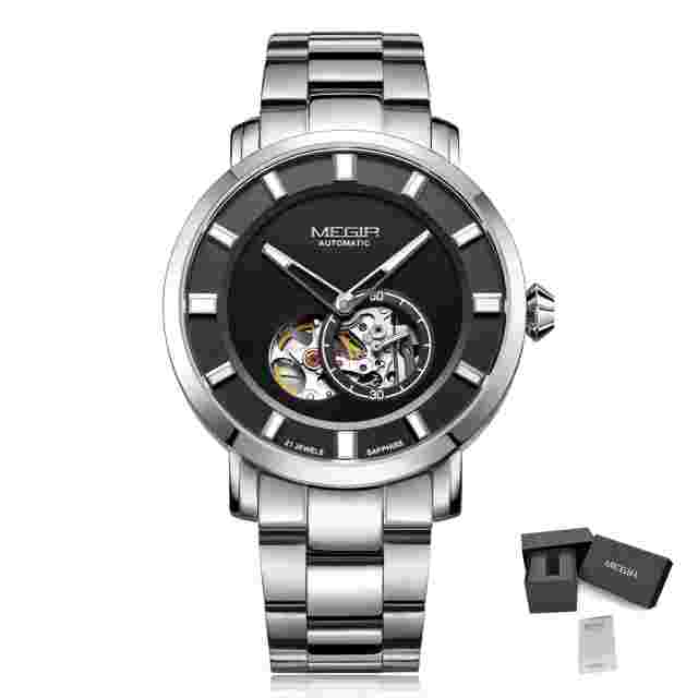 Men Watch Hollow Out Automatic Mechanical Stainless Steel Wristwatch Waterproo