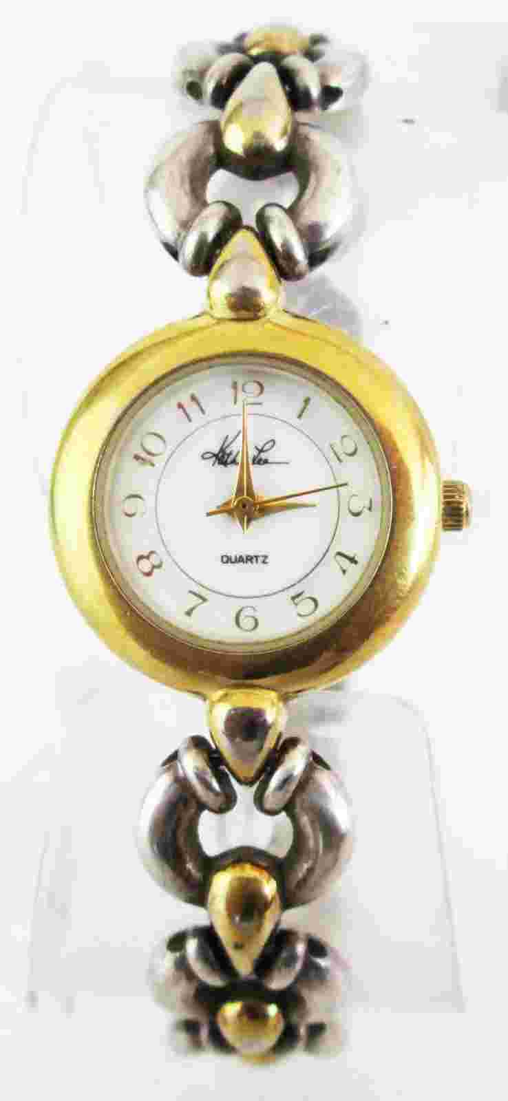 Kathie Lee Womens Quartz Round White Dial Two-Tone Stainless Steel Watch AL21
